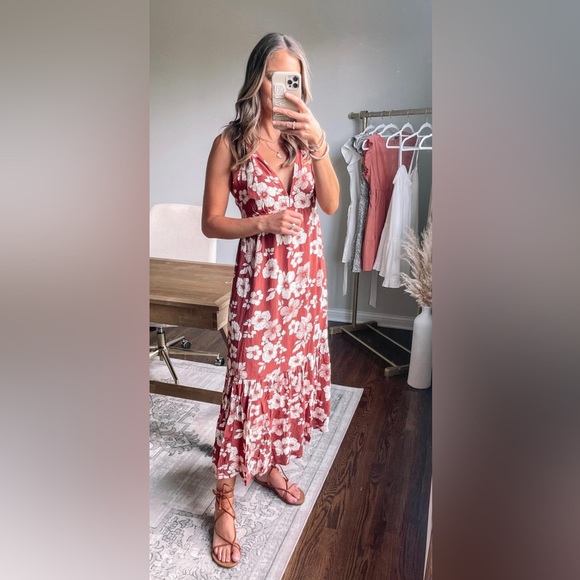 Abercrombie & Fitch Tie Strap Babydoll Midaxi Dress - Picture 1 of 2